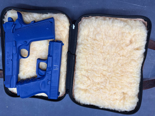 Hand Carved Lion Double Pistol Caddy #48