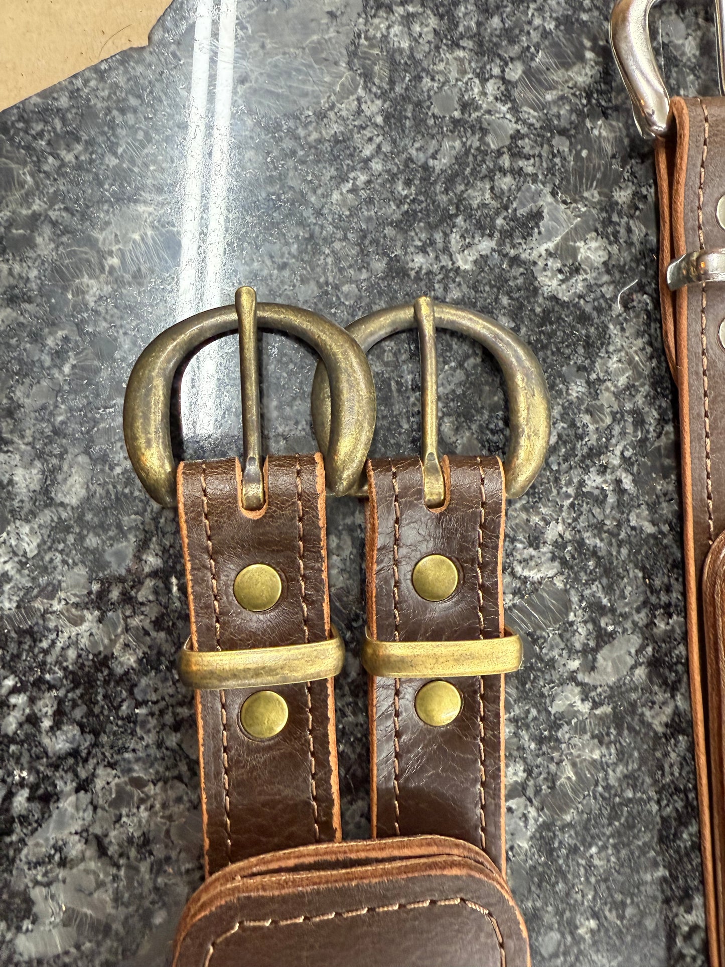 Vintage Style Guitar Strap # 38 (Antique Brass Hardware)