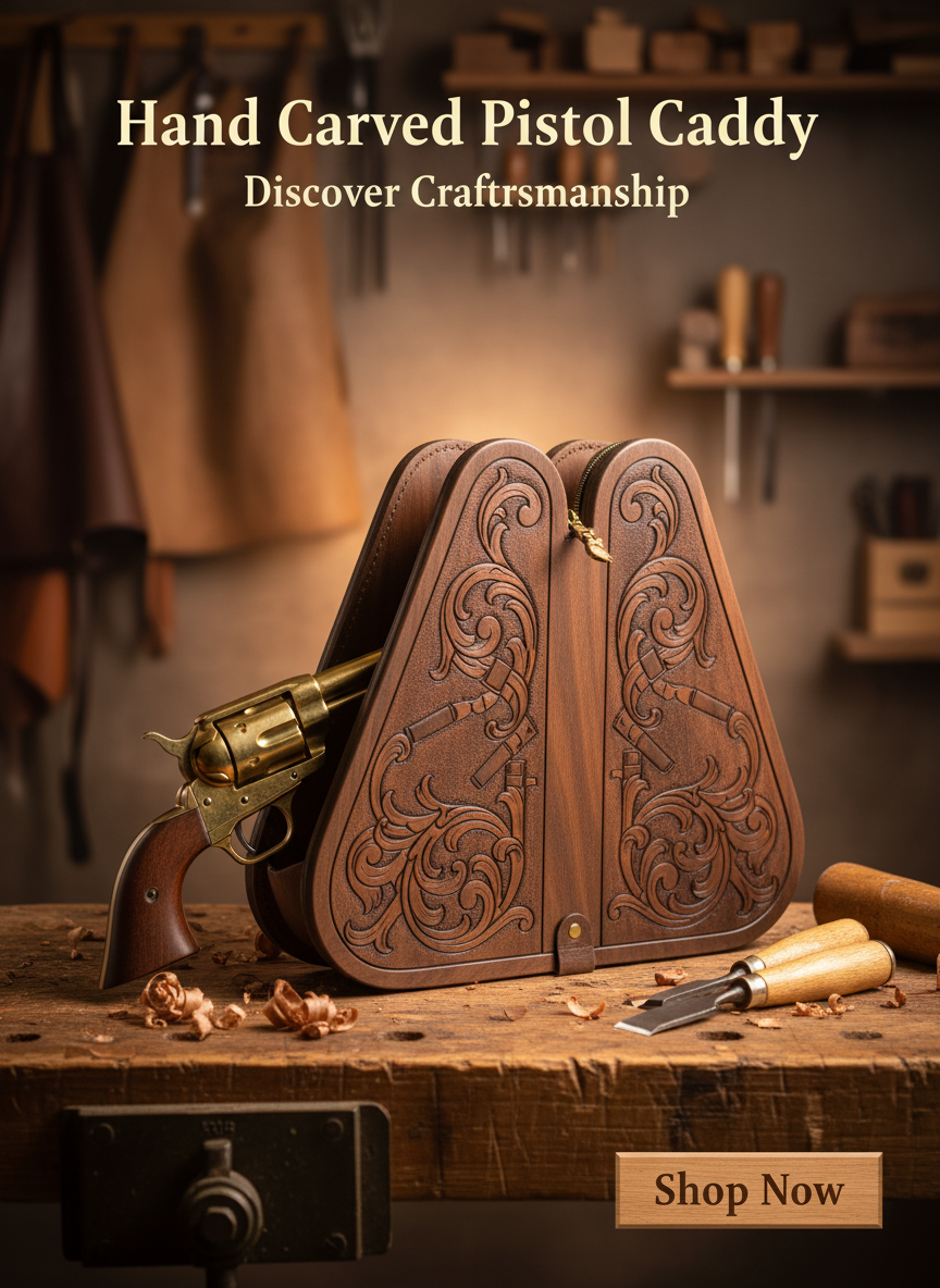 Hand Carved Pistol Caddy Banner