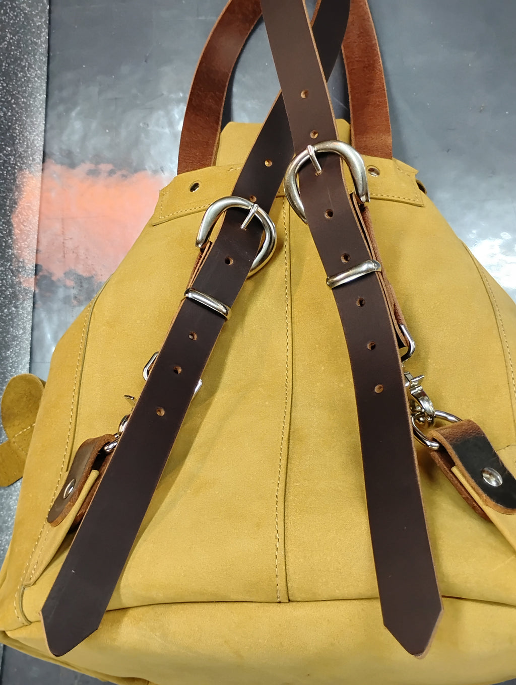 Leather drawstring backpack