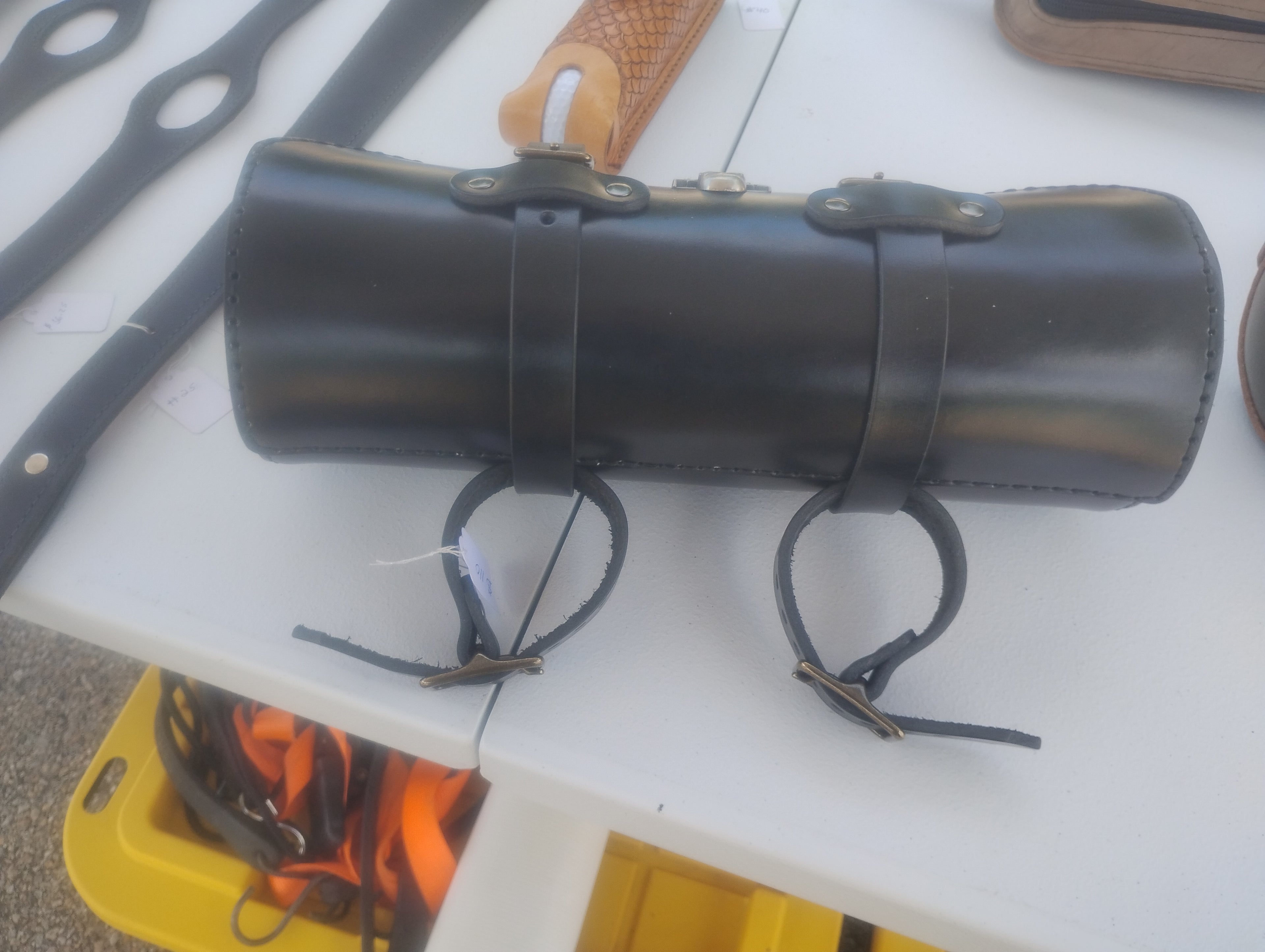 Hand crafted motorcycle fork bag (black)