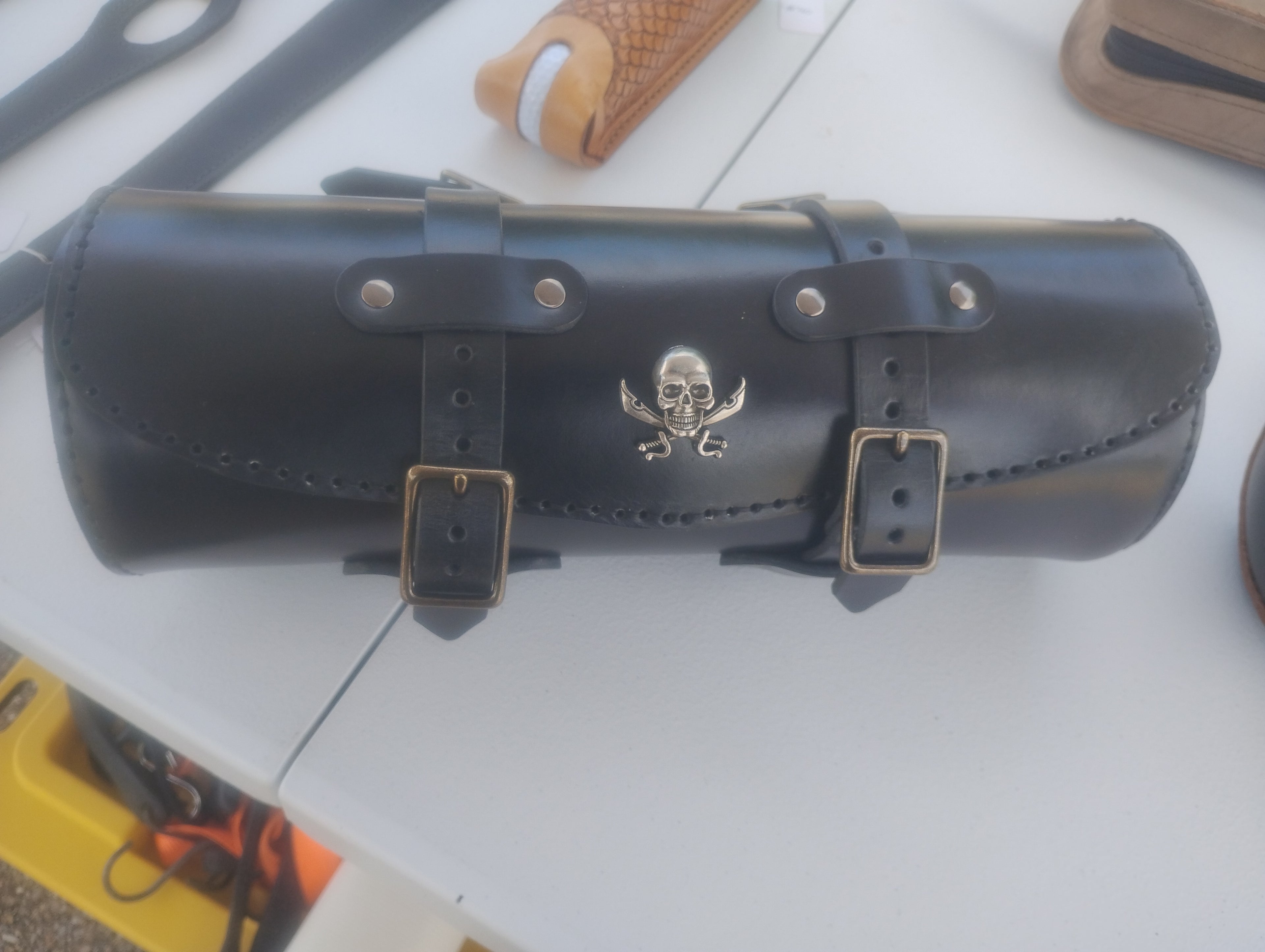Hand crafted motorcycle fork bag (black)