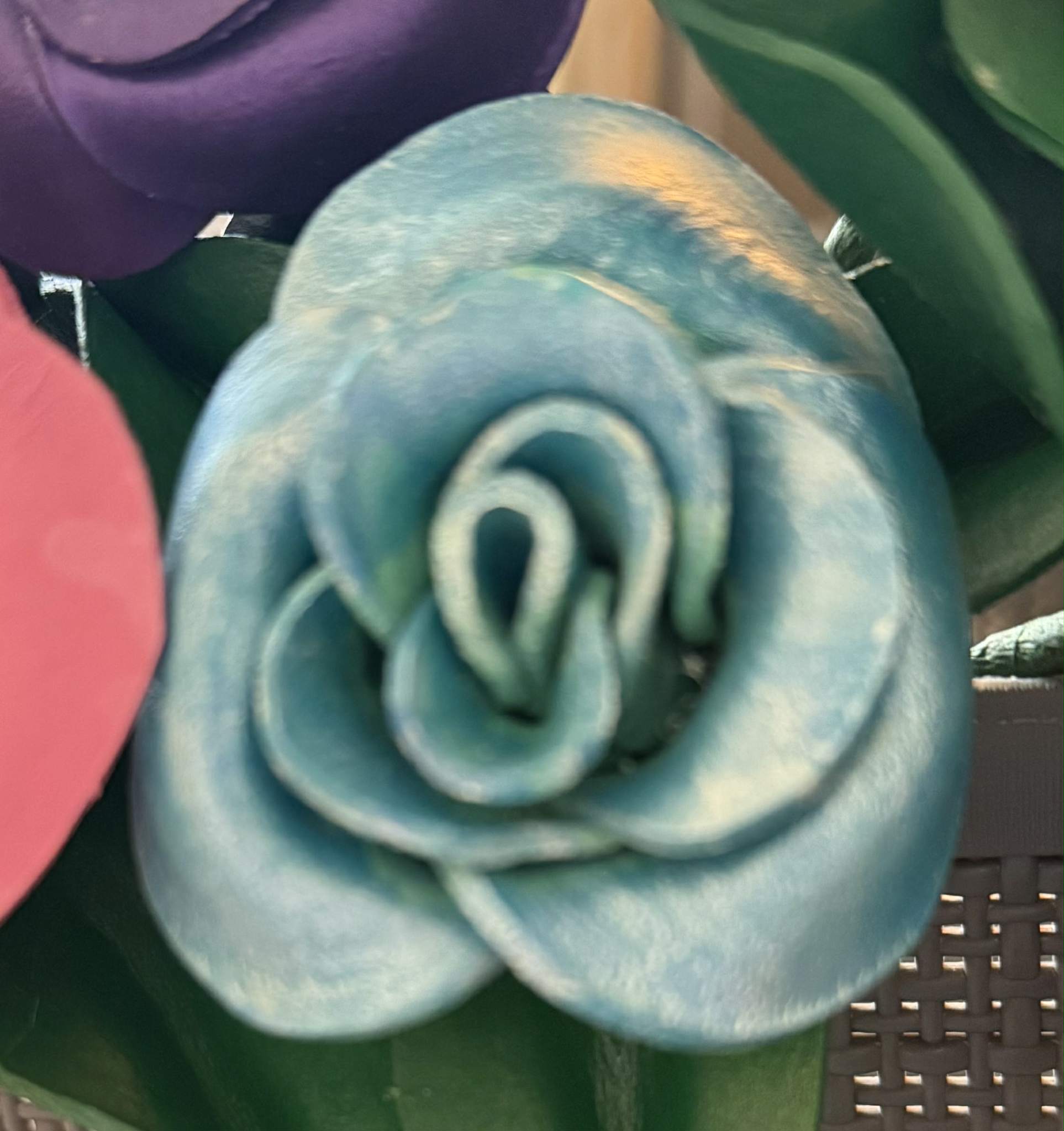 3D leather Rose (Metallic Blue) Flower