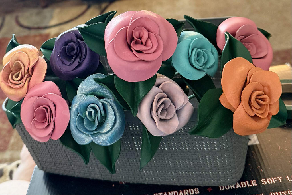 3D leather Rose (Metallic Blue) Flower