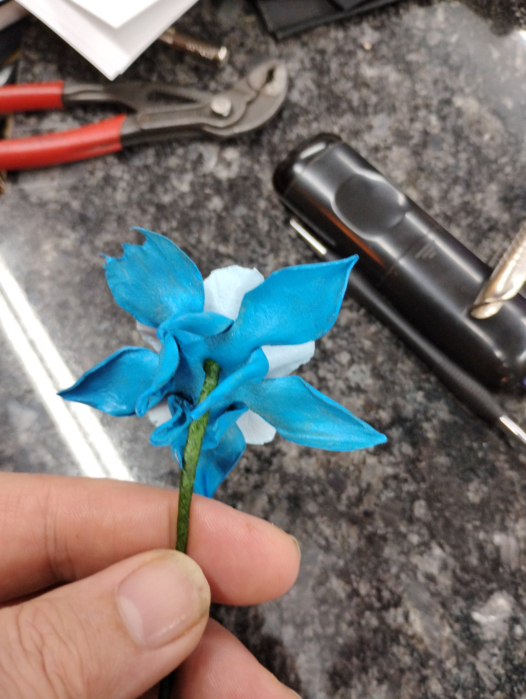 3D Leather Columbine Flower