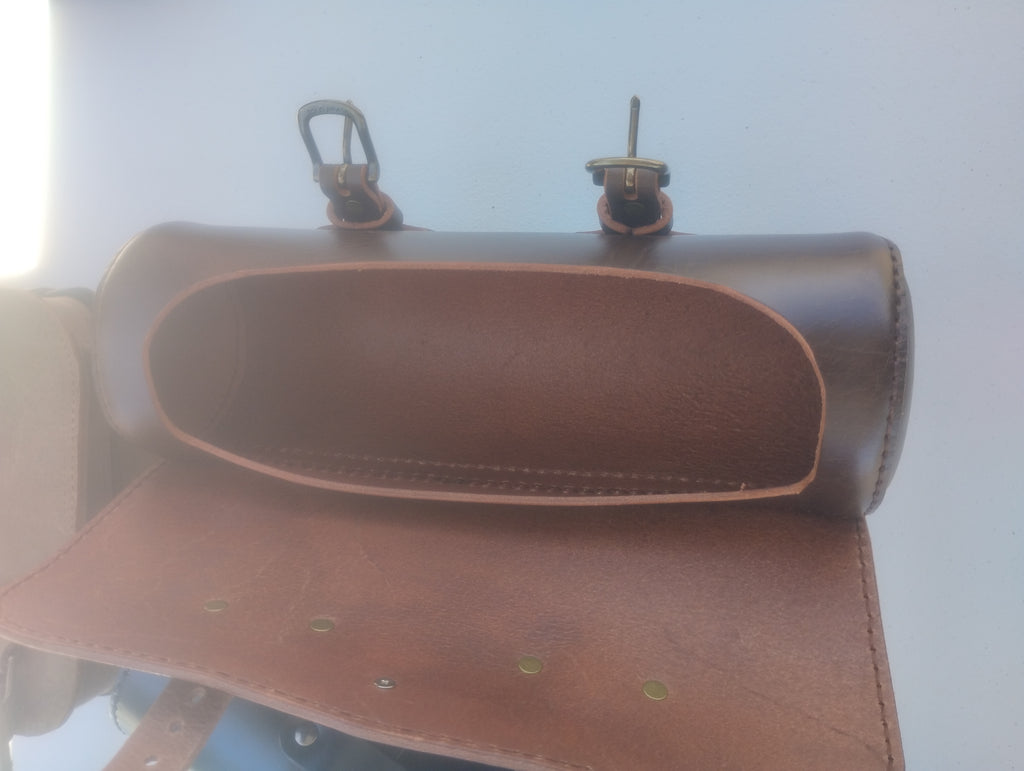 Hand crafted motorcycle fork bag (brown)