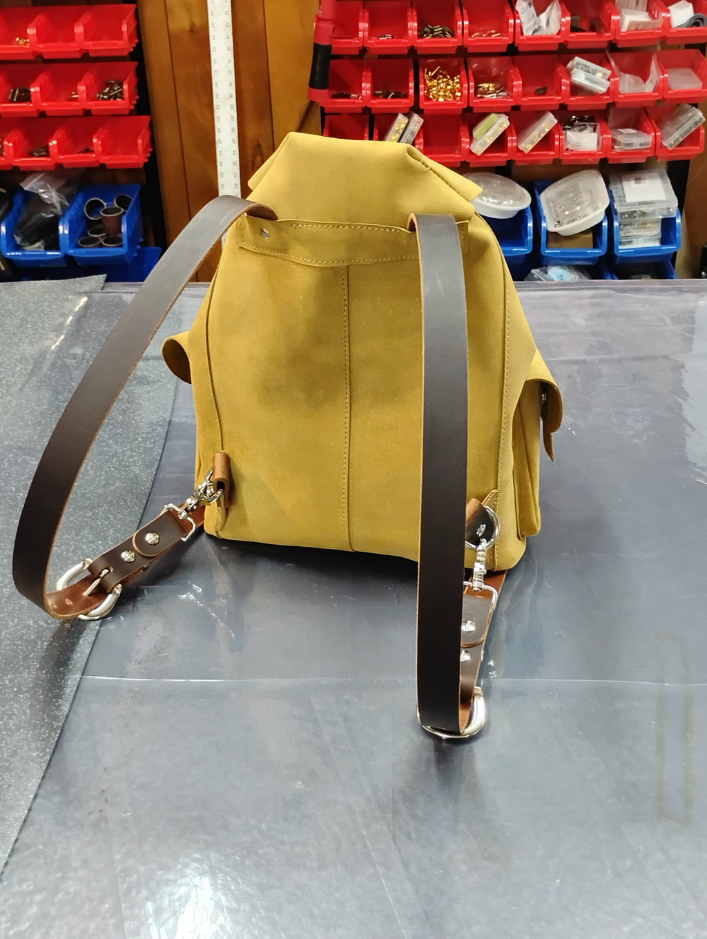 Leather drawstring backpack
