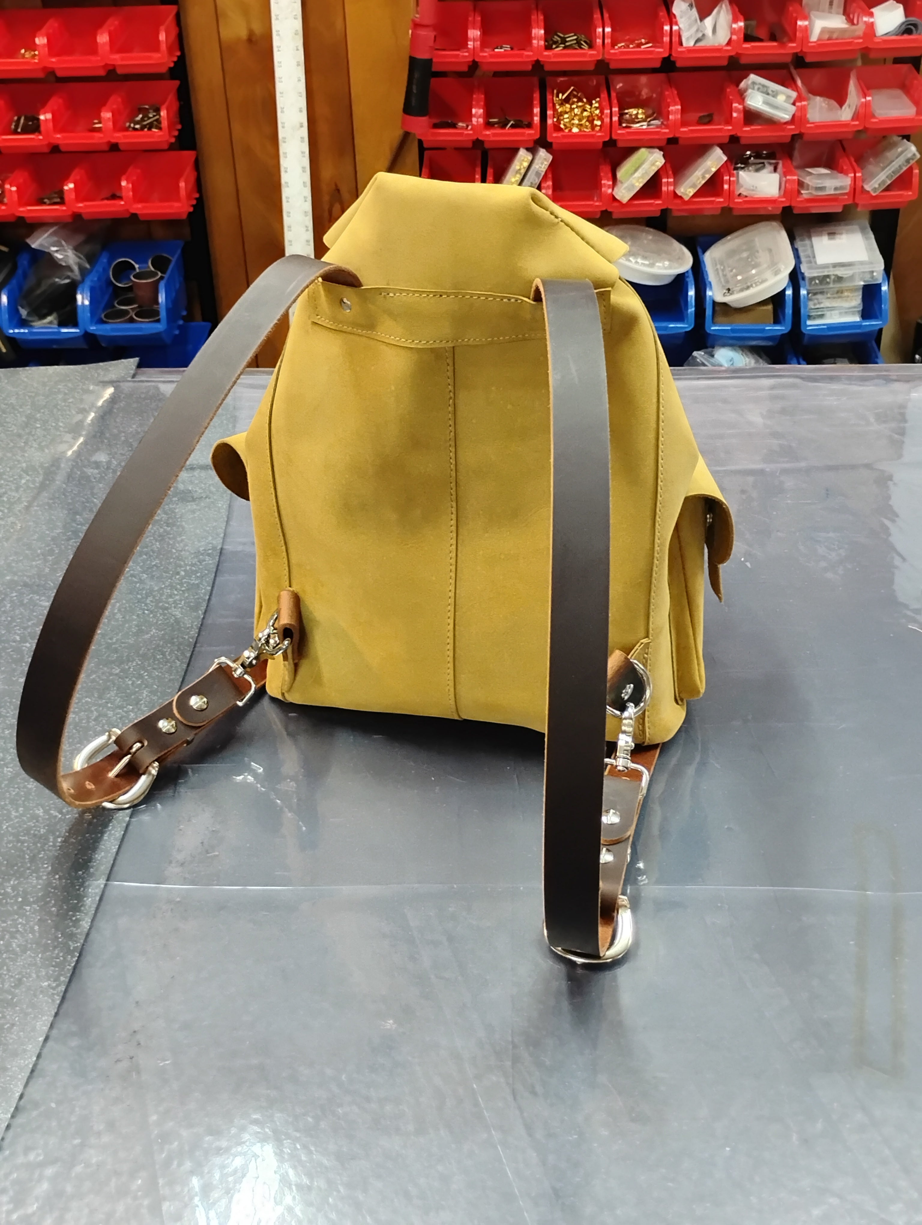 Leather drawstring backpack