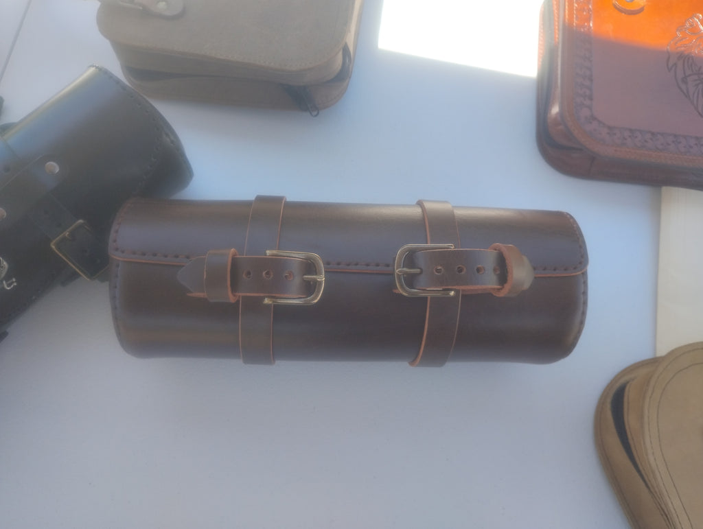 Hand crafted motorcycle fork bag (brown)