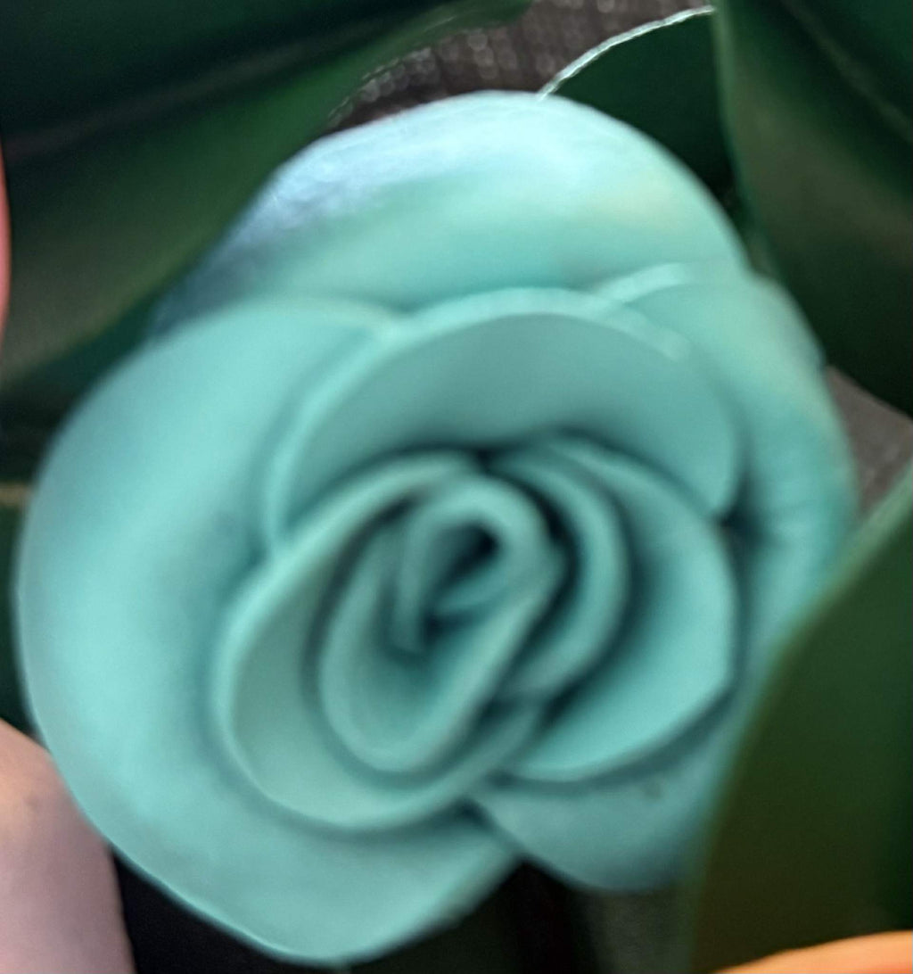 3D Leather Rose (light blue) Flower